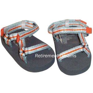 Gymboree Size 00 Infant Crib Sandals Blue Orange Striped Adjustable Straps New